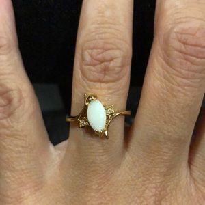 GENUINE OPAL RING 18k GF .